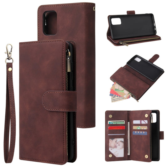 For Galaxy A51 Multifunctional Horizontal Flip Leather Case, with Card Slot & Holder & Zipper Wallet & Photo Frame(Coffee) - Galaxy Phone Cases by buy2fix | Online Shopping UK | buy2fix