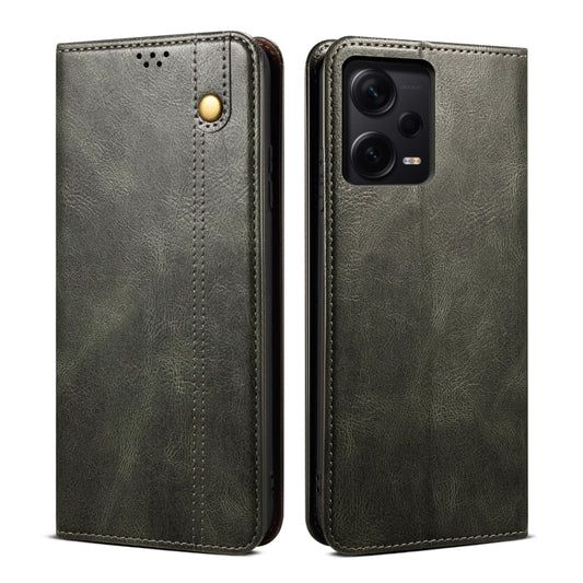 For Xiaomi Redmi Note 12 Pro 5G China Oil Wax Crazy Horse Texture Leather Phone Case(Green) by buy2fix