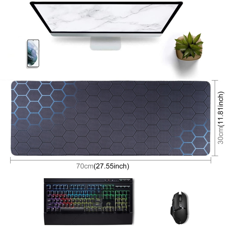 Anti-Slip Rubber Cloth Surface Game Mouse Mat Keyboard Pad, Size:70 x 30 x 0.2cm(Blue Honeycomb) by buy2fix