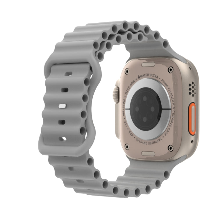 Ocean Style Silicone Watch Band For Apple Watch Ultra 49mm&Watch Ultra 2 49mm / Series 9&8&7 45mm / SE 3&SE 2&6&SE&5&4 44mm / 3&2&1 42mm(Grey) by buy2fix