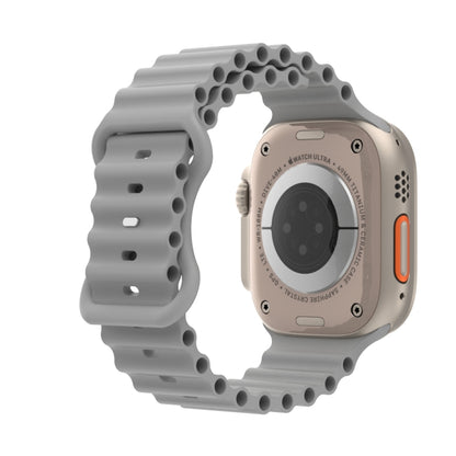 Ocean Style Silicone Watch Band For Apple Watch Ultra 49mm&Watch Ultra 2 49mm / Series 9&8&7 45mm / SE 3&SE 2&6&SE&5&4 44mm / 3&2&1 42mm(Grey) by buy2fix