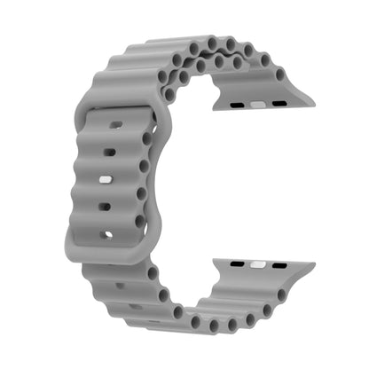 Ocean Style Silicone Watch Band For Apple Watch Ultra 49mm&Watch Ultra 2 49mm / Series 9&8&7 45mm / SE 3&SE 2&6&SE&5&4 44mm / 3&2&1 42mm(Grey) by buy2fix