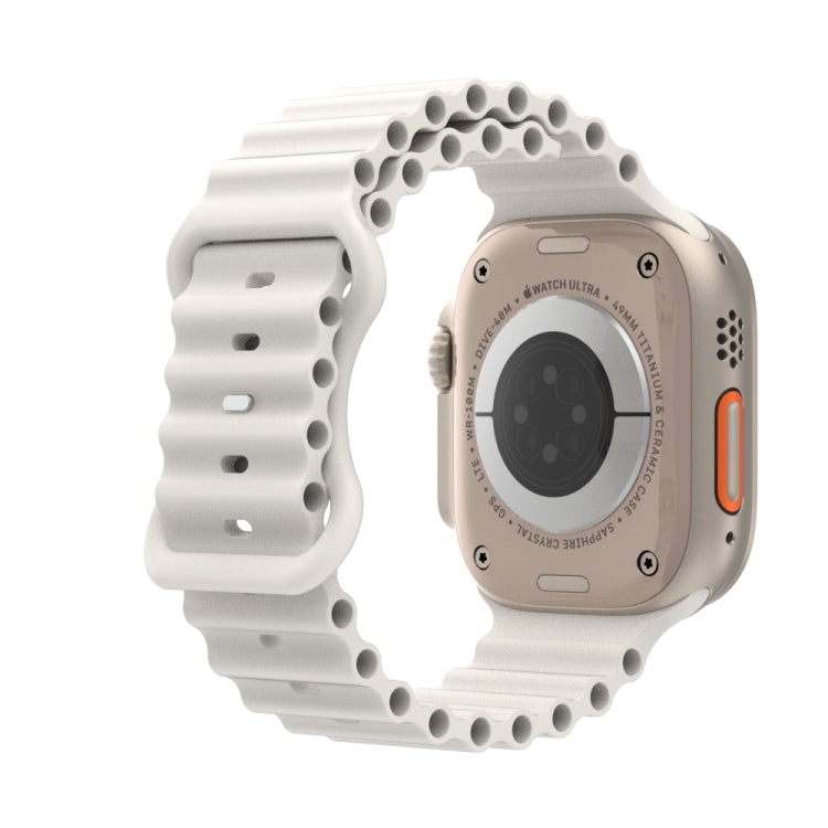 Ocean Style Silicone Watch Band For Apple Watch Series 9&8&7 41mm / SE 3&SE 2&6&SE&5&4 40mm / 3&2&1 38mm(White) by buy2fix