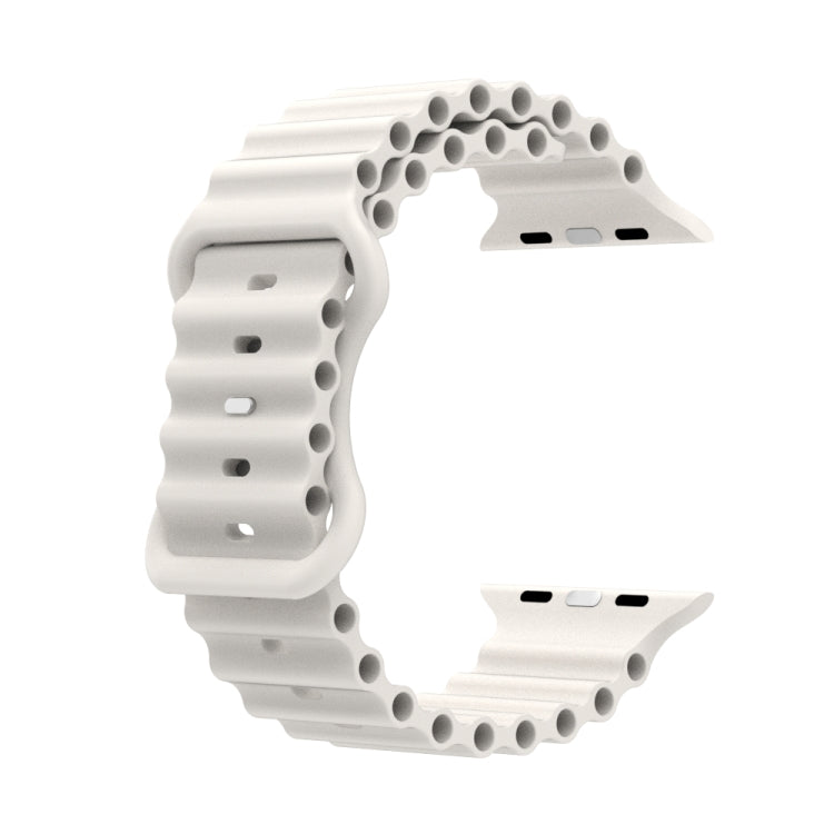 Ocean Style Silicone Watch Band For Apple Watch Series 9&8&7 41mm / SE 3&SE 2&6&SE&5&4 40mm / 3&2&1 38mm(White) by buy2fix