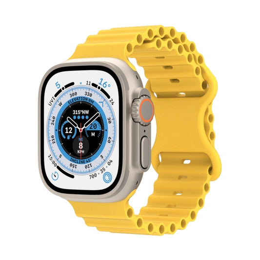 Ocean Style Silicone Watch Band For Apple Watch Series 9&8&7 41mm / SE 3&SE 2&6&SE&5&4 40mm / 3&2&1 38mm(Yellow) - Watch Bands by buy2fix | Online Shopping UK | buy2fix