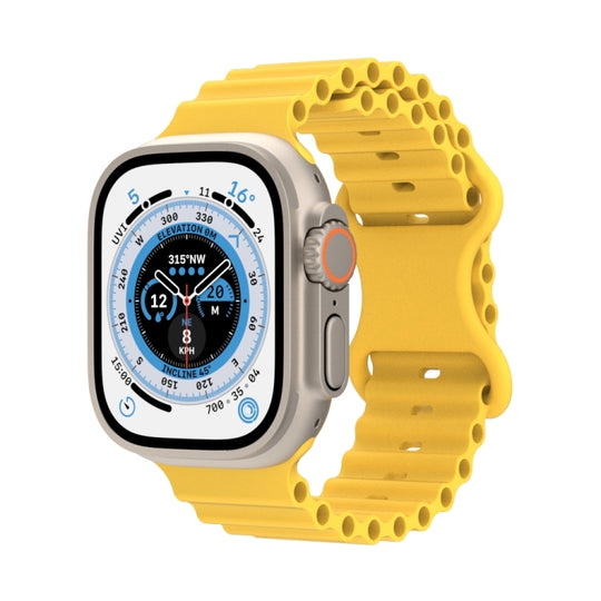 Ocean Style Silicone Watch Band For Apple Watch Series 9&8&7 41mm / SE 3&SE 2&6&SE&5&4 40mm / 3&2&1 38mm(Yellow)