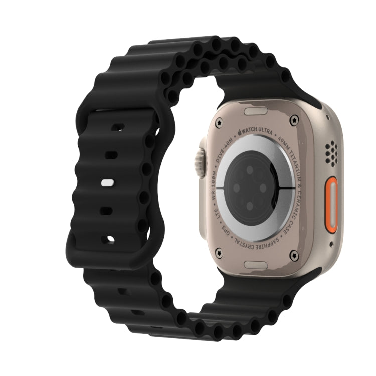 Ocean Style Silicone Watch Band For Apple Watch Series 9&8&7 41mm / SE 3&SE 2&6&SE&5&4 40mm / 3&2&1 38mm(Black) by buy2fix