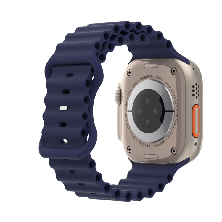 Ocean Style Silicone Watch Band For Apple Watch Series 9&8&7 41mm / SE 3&SE 2&6&SE&5&4 40mm / 3&2&1 38mm(Dark Blue) by buy2fix