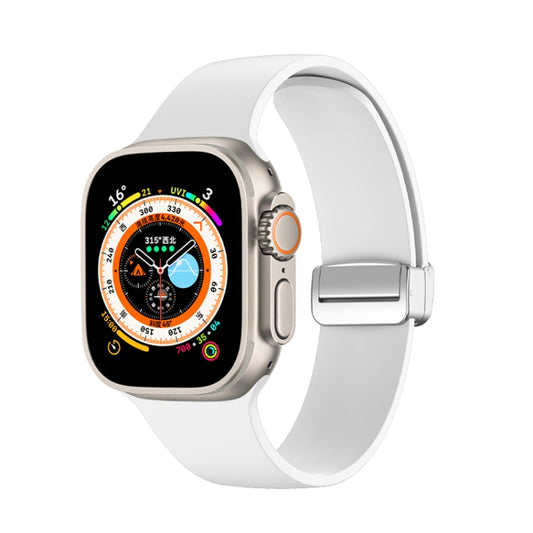 Folding Buckle Silicone Watch Band For Apple Watch Ultra 49mm(White) by buy2fix