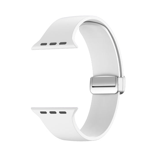 Folding Buckle Silicone Watch Band For Apple Watch Ultra 49mm(White) by buy2fix
