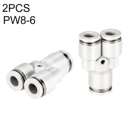 PW8-6 LAIZE 2pcsPW Y-type Tee Reducing Pneumatic Quick Fitting Connector - Interface Series by LAIZE | Online Shopping UK | buy2fix
