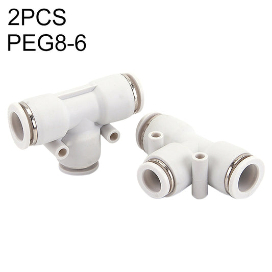 PEG8-6 LAIZE 2pcs PW T-type Tee Reducing Pneumatic Quick Fitting Connector - Interface Series by LAIZE | Online Shopping UK | buy2fix