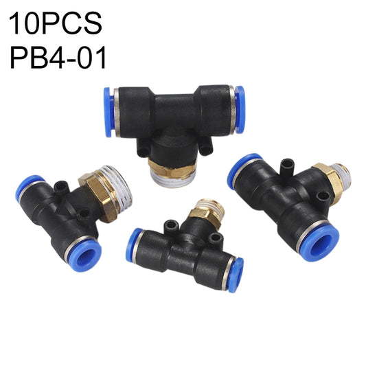PB4-01 LAIZE 10pcs Plastic T-type Tee Male Thread Pneumatic Quick Connector - Interface Series by LAIZE | Online Shopping UK | buy2fix