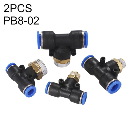PB8-02 LAIZE 2pcs Plastic T-type Tee Male Thread Pneumatic Quick Connector - Interface Series by LAIZE | Online Shopping UK | buy2fix