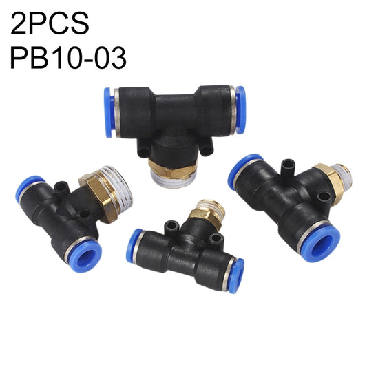 PB10-03 LAIZE 2pcs Plastic T-type Tee Male Thread Pneumatic Quick Connector - Interface Series by LAIZE | Online Shopping UK | buy2fix