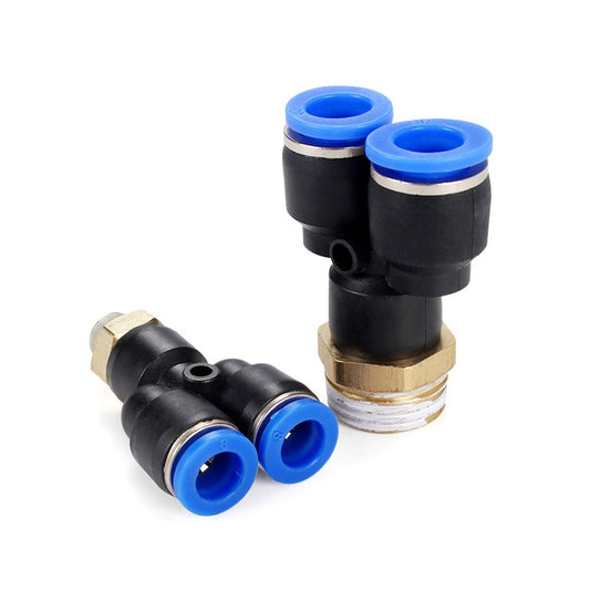 PX6-04 LAIZE 2pcs Plastic Y-type Tee Male Thread Pneumatic Quick Connector - Interface Series by LAIZE | Online Shopping UK | buy2fix
