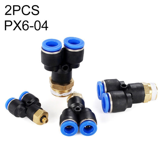 PX6-04 LAIZE 2pcs Plastic Y-type Tee Male Thread Pneumatic Quick Connector - Interface Series by LAIZE | Online Shopping UK | buy2fix