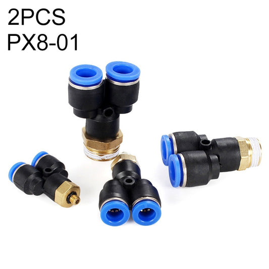 PX8-01 LAIZE 2pcs Plastic Y-type Tee Male Thread Pneumatic Quick Connector - Interface Series by LAIZE | Online Shopping UK | buy2fix