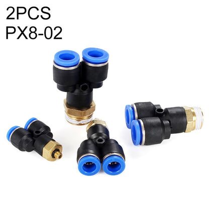 PX8-02 LAIZE 2pcs Plastic Y-type Tee Male Thread Pneumatic Quick Connector - Interface Series by LAIZE | Online Shopping UK | buy2fix