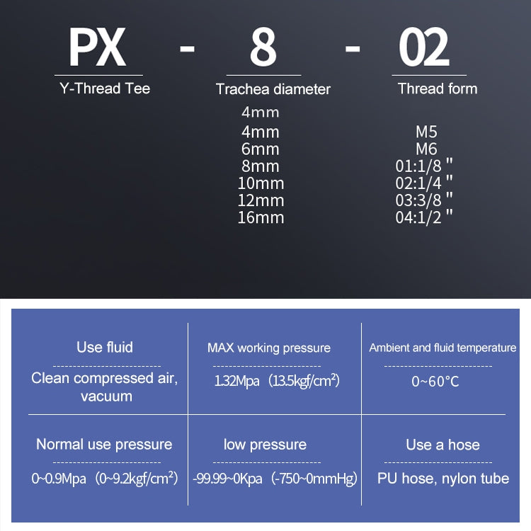 PX10-01 LAIZE 2pcs Plastic Y-type Tee Male Thread Pneumatic Quick Connector - Interface Series by LAIZE | Online Shopping UK | buy2fix