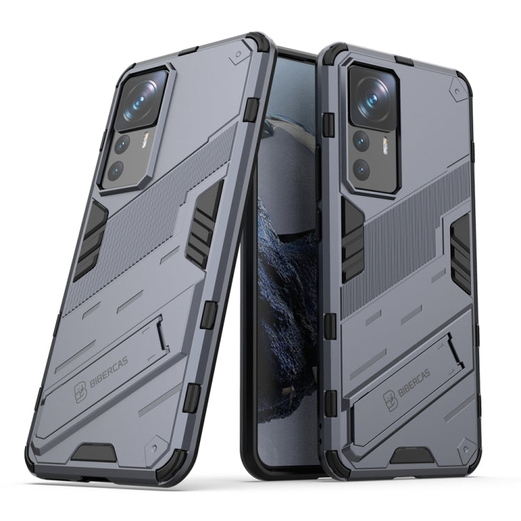 For Xiaomi 12T/12T Pro/Redmi K50 Ultra Punk Armor 2 in 1 PC + TPU Phone Case with Invisible Holder(Grey) - Xiaomi Cases by buy2fix | Online Shopping UK | buy2fix