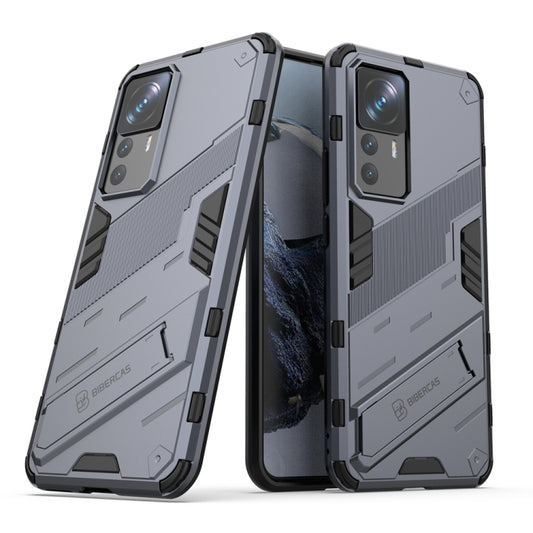 For Xiaomi 12T/12T Pro/Redmi K50 Ultra Punk Armor 2 in 1 PC + TPU Phone Case with Invisible Holder(Grey) - Xiaomi Cases by buy2fix | Online Shopping UK | buy2fix