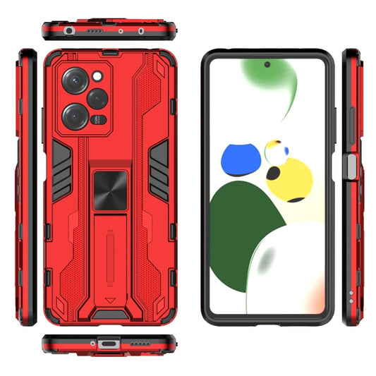For Xiaomi Redmi Note 12 Pro 5G China / Global / Speed Supersonic PC + TPU Shock-proof Protective Case with Holder(Red) by buy2fix