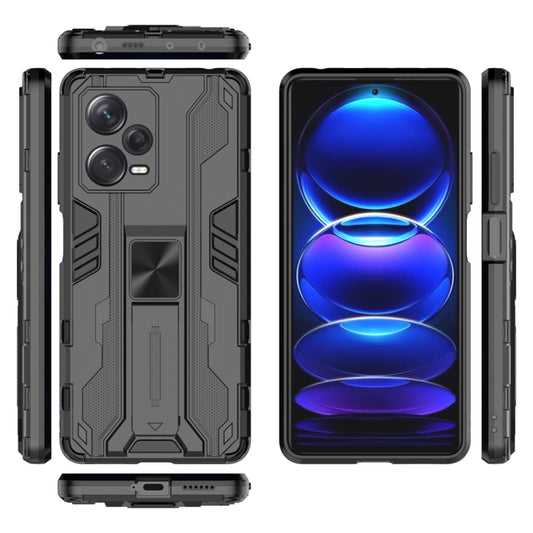 For Xiaomi Redmi Note 12 Pro+ China Supersonic PC + TPU Shock-proof Protective Case with Holder(Black) by buy2fix