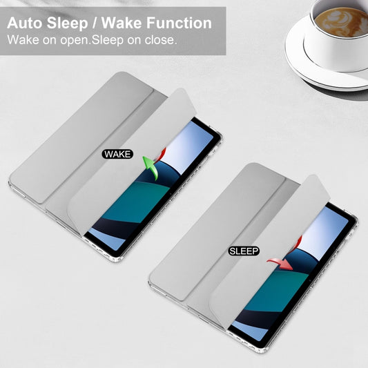 For Xiaomi Redmi Pad 10.6 3-Fold Clear Back Cover Leather Smart Tablet Case(Grey) by buy2fix