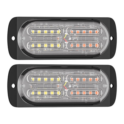 2pcs DC12-24V 3.2W Car 20LED Ultra-thin Strobe Light(White + Yellow Light) - Warning Lights by buy2fix | Online Shopping UK | buy2fix