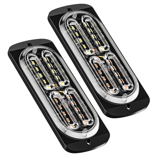 2pcs DC12-24V 3.2W Car 20LED Ultra-thin Strobe Light(White + Yellow Light) - Warning Lights by buy2fix | Online Shopping UK | buy2fix