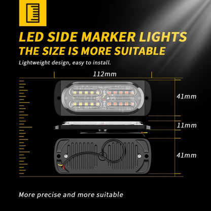 2pcs DC12-24V 3.2W Car 20LED Ultra-thin Strobe Light(White + Yellow Light) - Warning Lights by buy2fix | Online Shopping UK | buy2fix