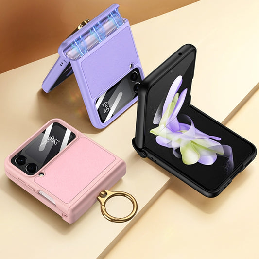 For Samsung Galaxy Z Flip4 GKK Magnetic Fold Hinge Full Coverage Phone Case with Ring Holder(Purple) by GKK