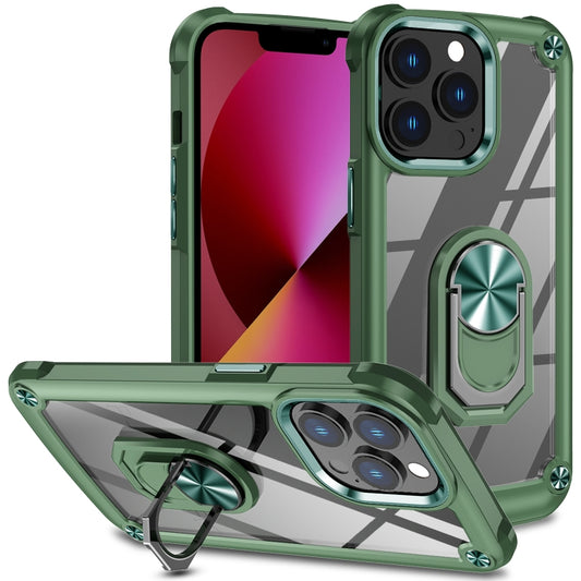 For iPhone 11 Pro Max TPU + PC Lens Protection Phone Case with Ring Holder(Green) - iPhone 11 Pro Max Cases by buy2fix | Online Shopping UK | buy2fix