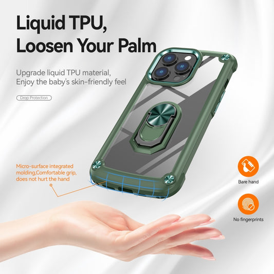 For iPhone 11 Pro Max TPU + PC Lens Protection Phone Case with Ring Holder(Green) - iPhone 11 Pro Max Cases by buy2fix | Online Shopping UK | buy2fix