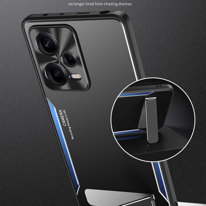 For Xiaomi Redmi Note 12 Pro+ China Blade Series TPU + Titanium Alloy Phone Case with Holder(Black Blue) by buy2fix