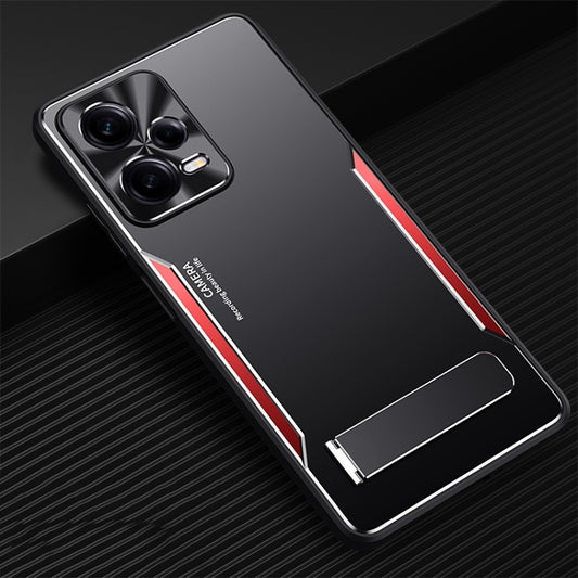 For Xiaomi Redmi Note 12 Pro 5G China Blade Series TPU + Titanium Alloy Phone Case with Holder(Black Red) by buy2fix