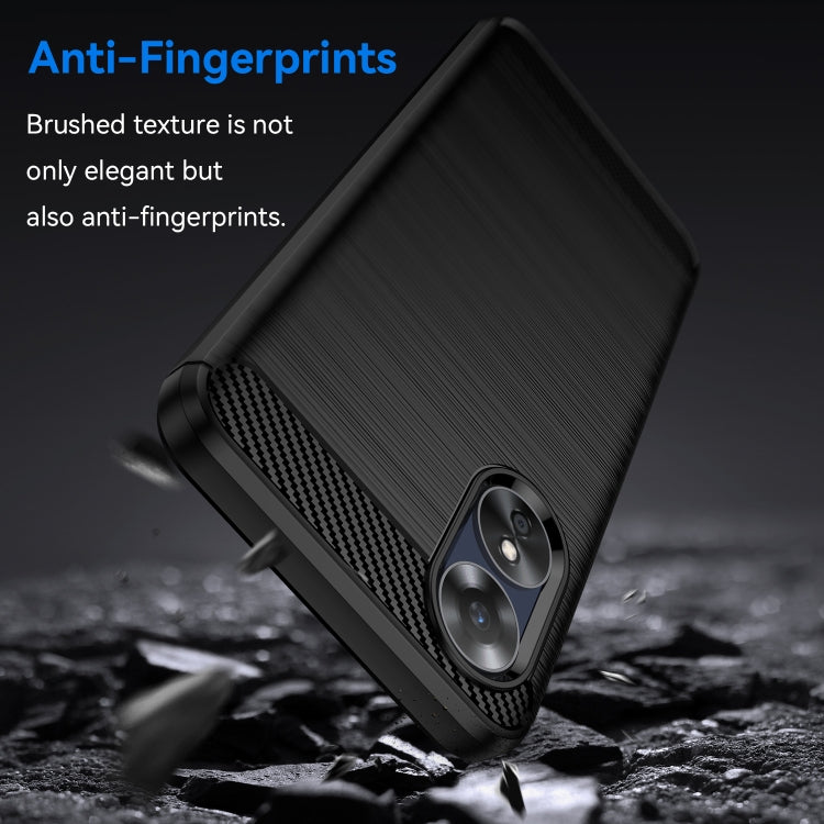 For OPPO A17k Brushed Texture Carbon Fiber TPU Phone Case(Black) - OPPO Cases by buy2fix | Online Shopping UK | buy2fix