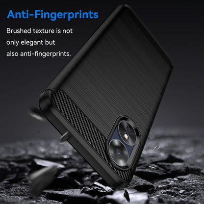 For OPPO A17k Brushed Texture Carbon Fiber TPU Phone Case(Black) - OPPO Cases by buy2fix | Online Shopping UK | buy2fix