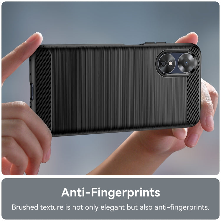 For OPPO A17k Brushed Texture Carbon Fiber TPU Phone Case(Black) - OPPO Cases by buy2fix | Online Shopping UK | buy2fix