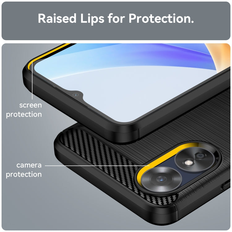 For OPPO A17k Brushed Texture Carbon Fiber TPU Phone Case(Black) - OPPO Cases by buy2fix | Online Shopping UK | buy2fix