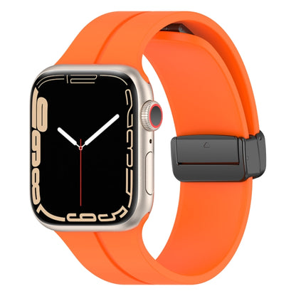 Solid Color Magnetic Buckle Silicone Watch Band For Apple Watch Series 9&8&7 41mm / SE 3&SE 2&6&SE&5&4 40mm / 3&2&1 38mm(Orange) by buy2fix