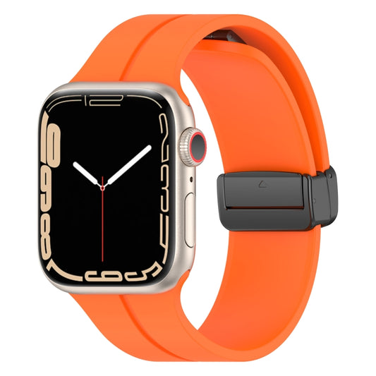 Solid Color Magnetic Buckle Silicone Watch Band For Apple Watch Series 9&8&7 41mm / SE 3&SE 2&6&SE&5&4 40mm / 3&2&1 38mm(Orange) by buy2fix