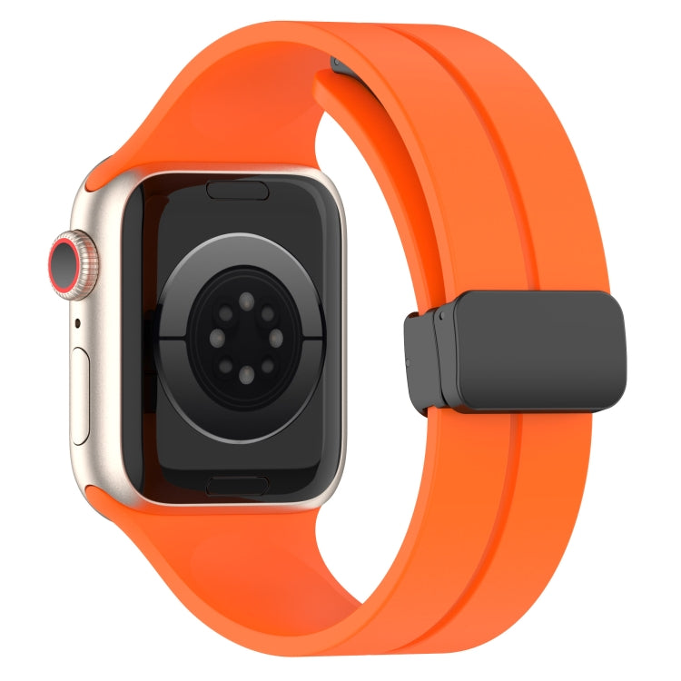 Solid Color Magnetic Buckle Silicone Watch Band For Apple Watch Series 9&8&7 41mm / SE 3&SE 2&6&SE&5&4 40mm / 3&2&1 38mm(Orange) by buy2fix