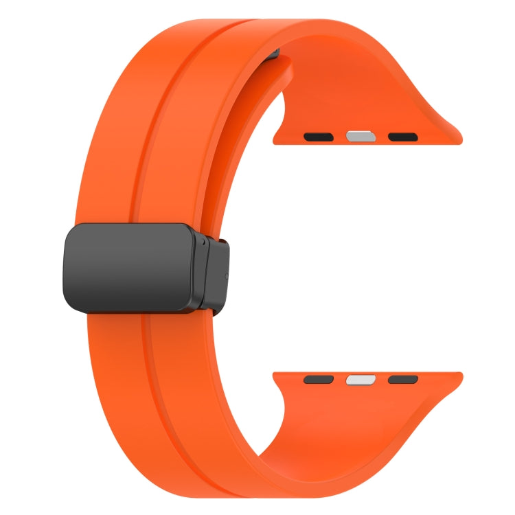Solid Color Magnetic Buckle Silicone Watch Band For Apple Watch Series 9&8&7 41mm / SE 3&SE 2&6&SE&5&4 40mm / 3&2&1 38mm(Orange) by buy2fix