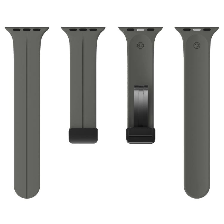 Solid Color Magnetic Buckle Silicone Watch Band For Apple Watch Series 9&8&7 41mm / SE 3&SE 2&6&SE&5&4 40mm / 3&2&1 38mm (Dark Gray) by buy2fix