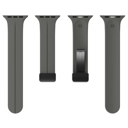 Solid Color Magnetic Buckle Silicone Watch Band For Apple Watch Series 9&8&7 41mm / SE 3&SE 2&6&SE&5&4 40mm / 3&2&1 38mm (Dark Gray) by buy2fix