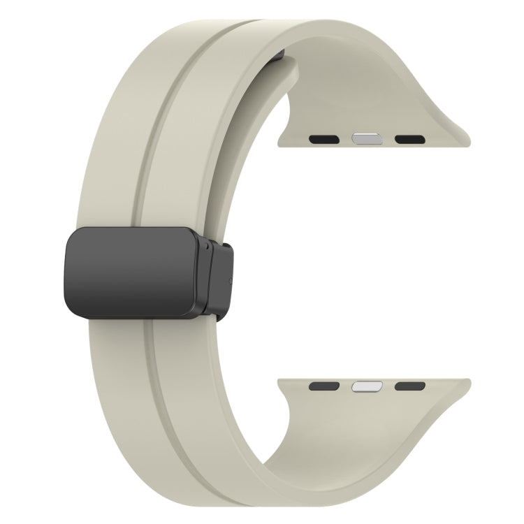 Solid Color Magnetic Buckle Silicone Watch Band For Apple Watch Series 9&8&7 41mm / SE 3&SE 2&6&SE&5&4 40mm / 3&2&1 38mm(Starlight) by buy2fix