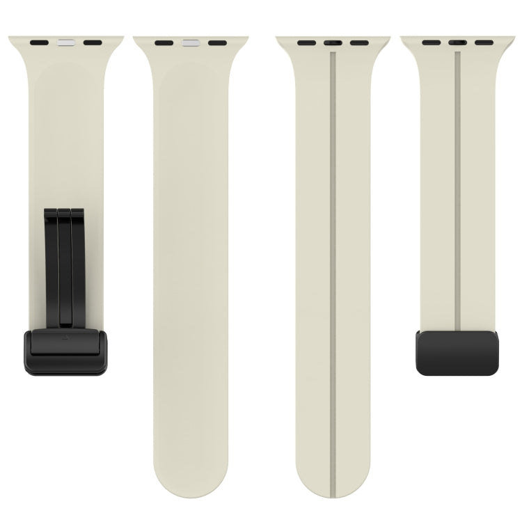 Solid Color Magnetic Buckle Silicone Watch Band For Apple Watch Series 9&8&7 41mm / SE 3&SE 2&6&SE&5&4 40mm / 3&2&1 38mm(Starlight) by buy2fix