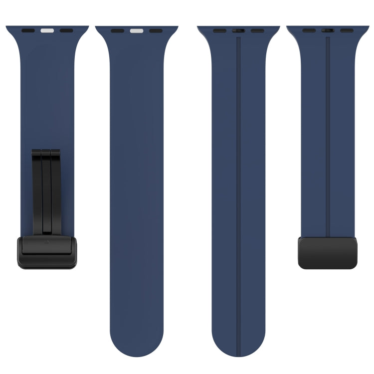 Solid Color Magnetic Buckle Silicone Watch Band For Apple Watch Ultra 49mm / Series 8&7 45mm / SE 2&6&SE&5&4 44mm(Midnight Blue) by buy2fix